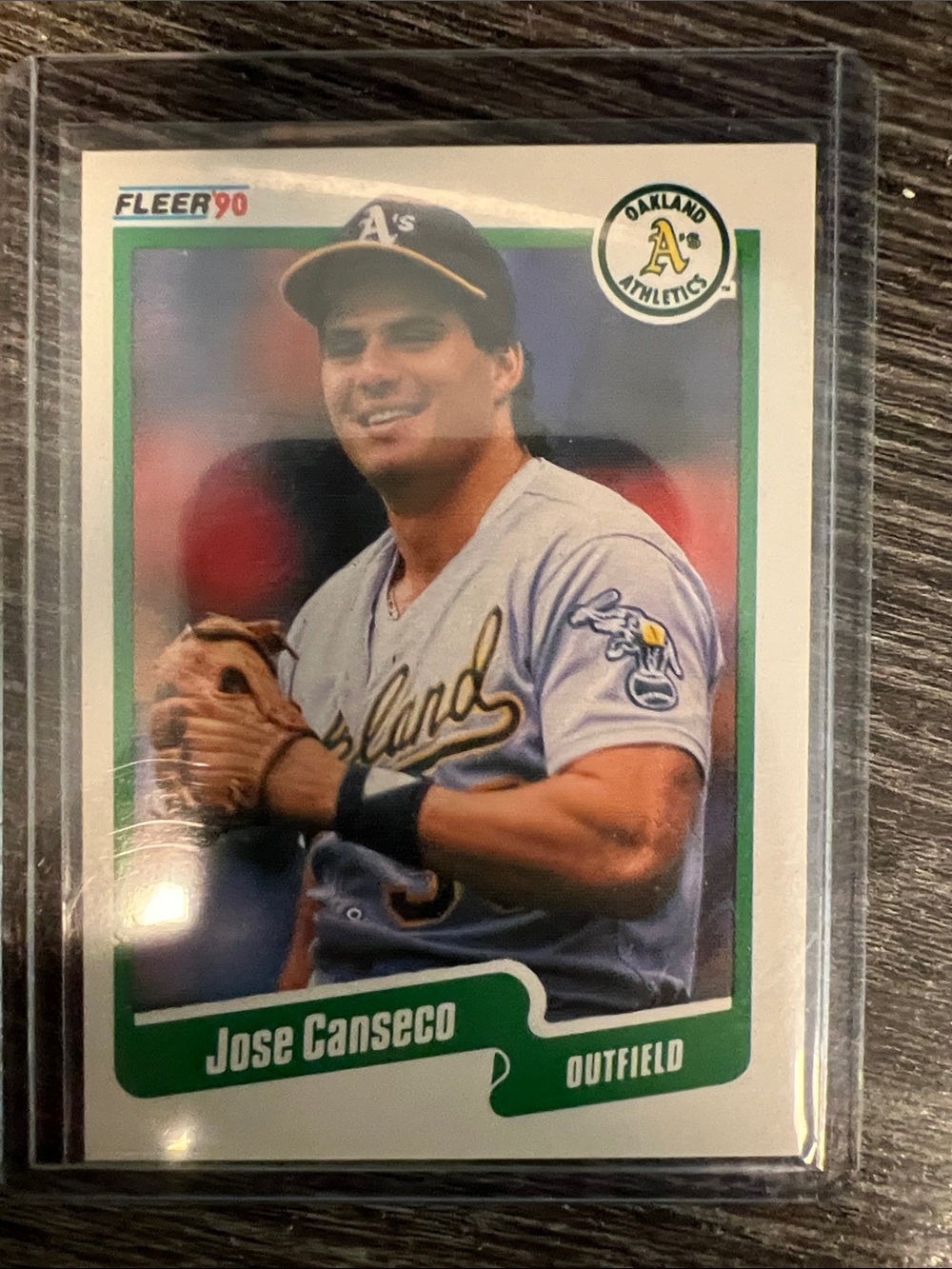 Fleer 1990 Jose Canseco Oakland A's Baseball Card - Green